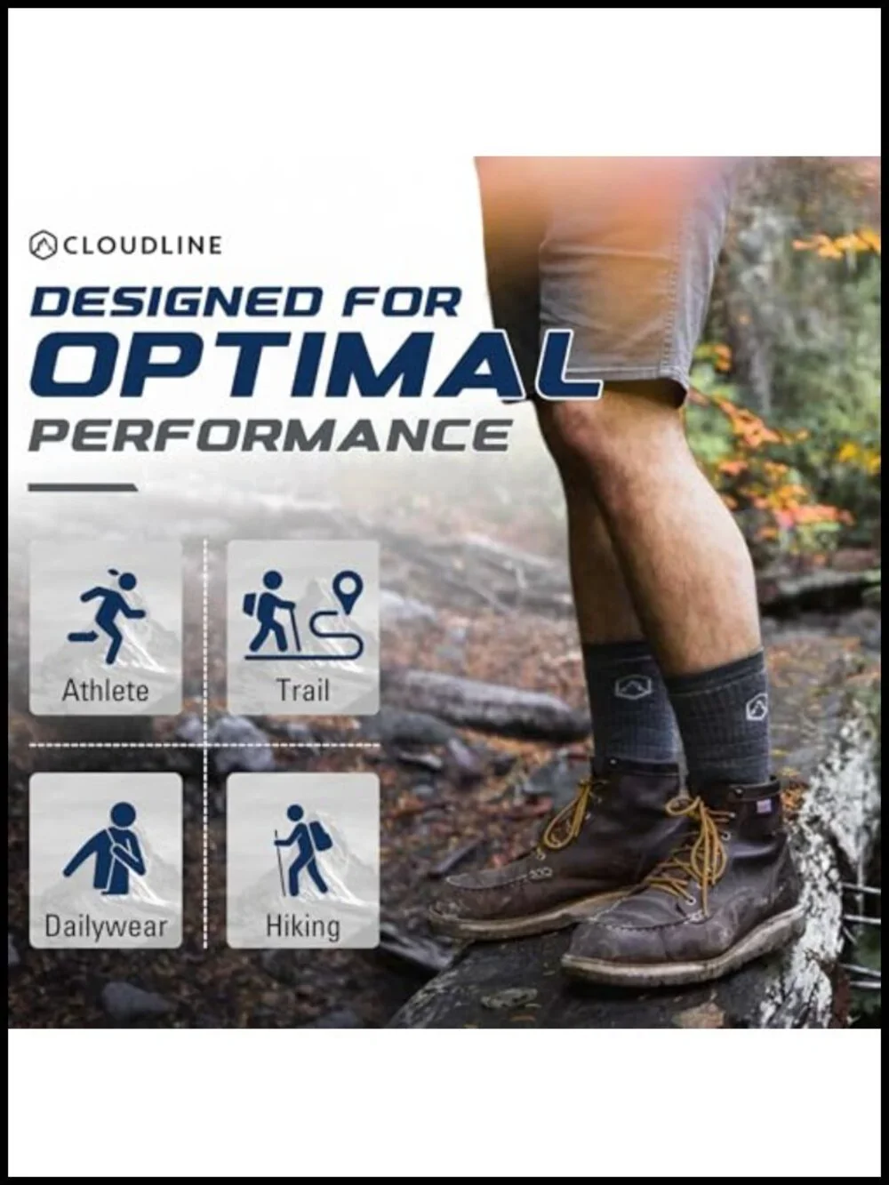 Merino Wool Hiking Socks for Men and Women - Cushioned Athletic Crew Anti